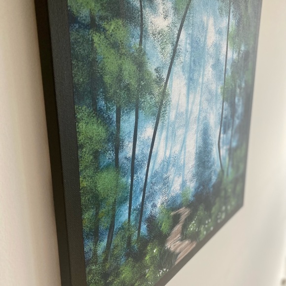 Misty blue green forest path painting - Picture 2 of 5